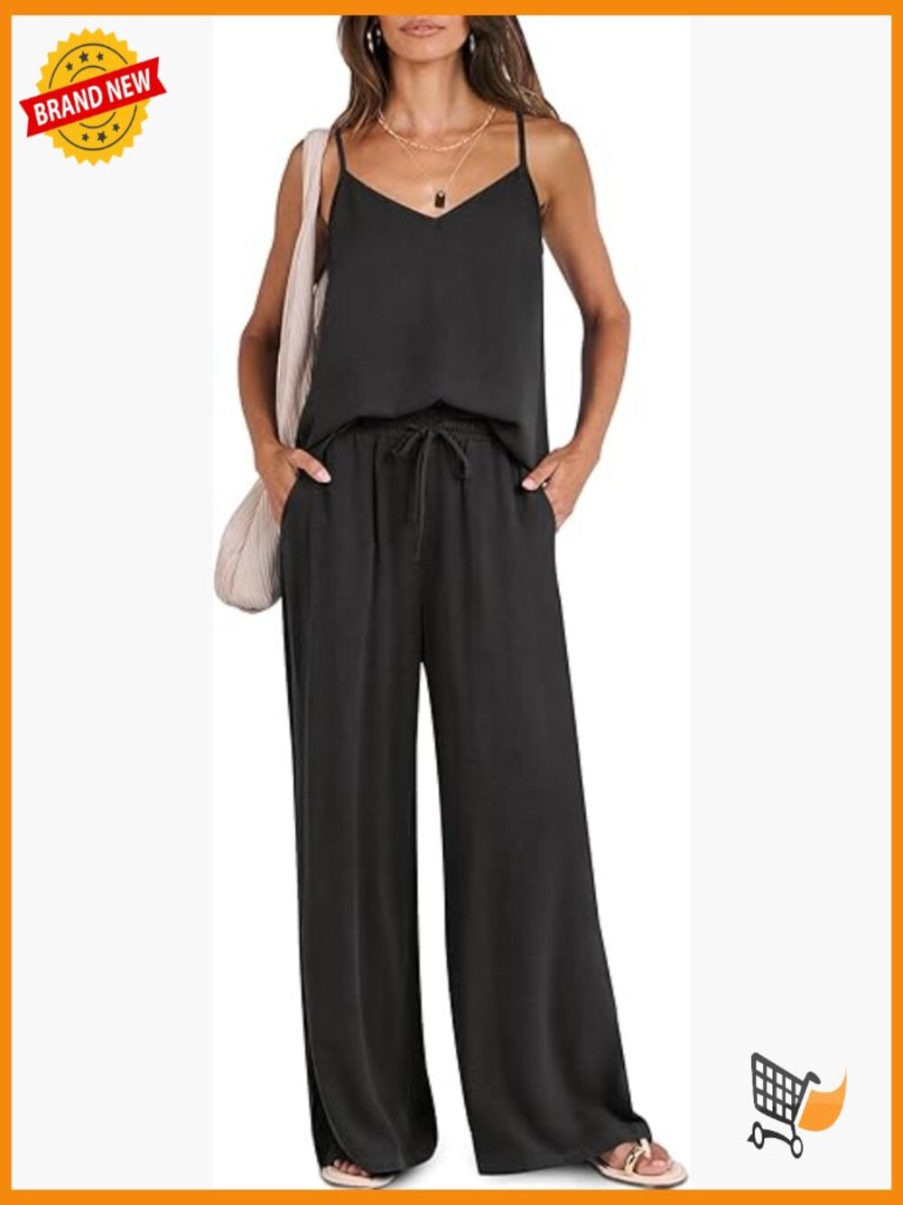 2 Piece Set Women Summer Casual Tank Wide Leg Pants Lounge Travel Outfit